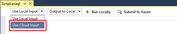 Input cloud langsung Azure Stream Analytics Visual Studio