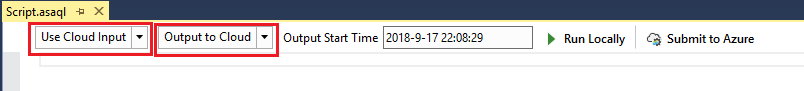 Output data langsung Azure Stream Analytics Visual Studio ke cloud