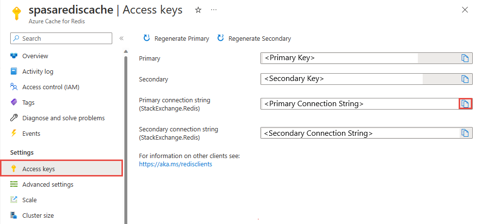 Cuplikan layar memperlihatkan pilihan item menu Kunci Akses.