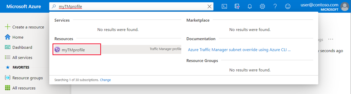 Cari profil Microsoft Azure Traffic Manager