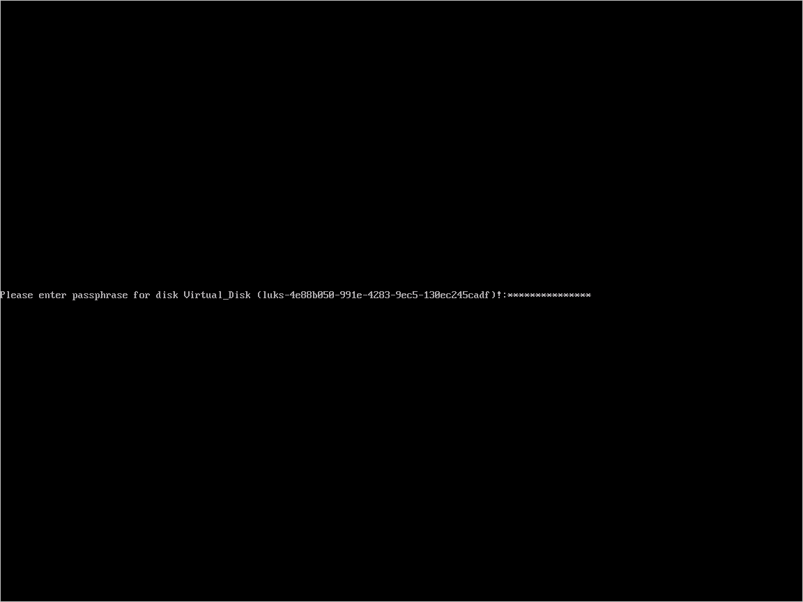 Penyiapan CentOS 7 - Masukkan frase sandi pada bootup