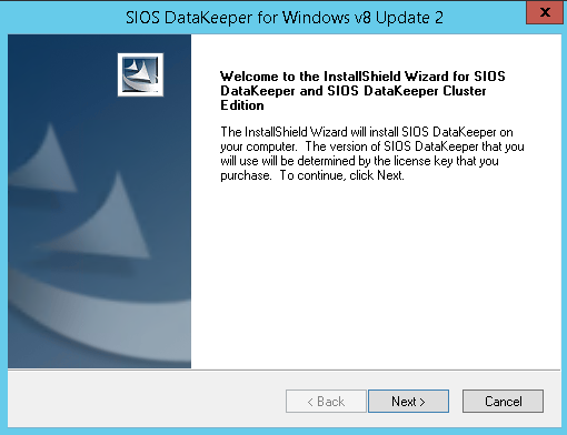 Gambar 31: Halaman pertama penginstalan SIOS DataKeeper