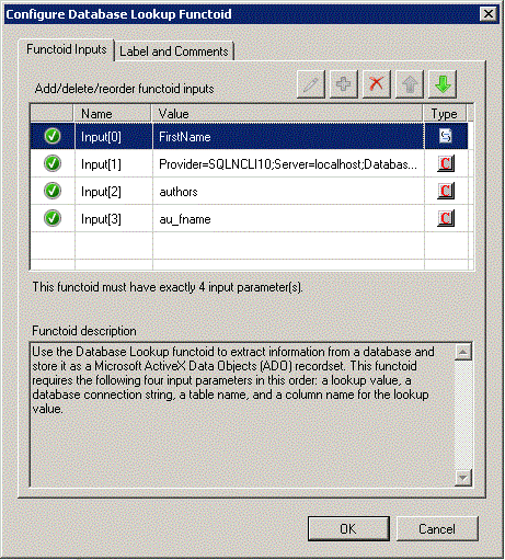 DB Lookup functoid dengan nama tabel