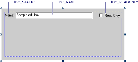 Cuplikan layar sumber daya dialog di editor visual.