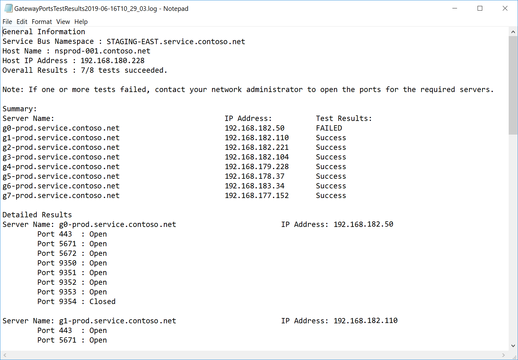 Hasil pengujian ditampilkan di Notepad.