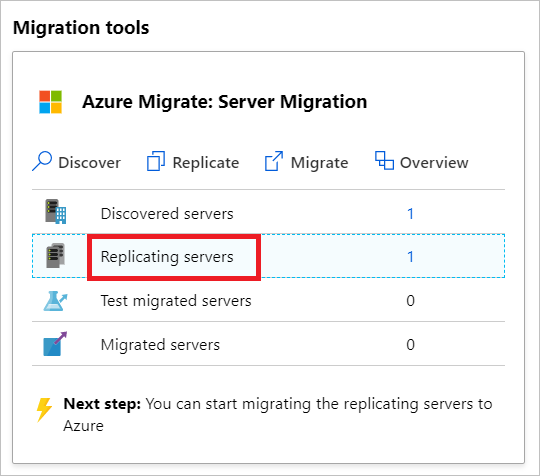 Cuplikan layar opsi Mereplikasi server.