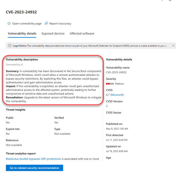 Cuplikan layar panel kelemahan-flyout