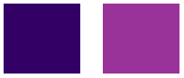 Persegi ungu di sebelah kiri dan persegi fuchsia di sebelah kanan.