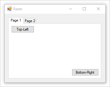 Formulir Windows dengan kontrol tab dengan dua halaman tab.
