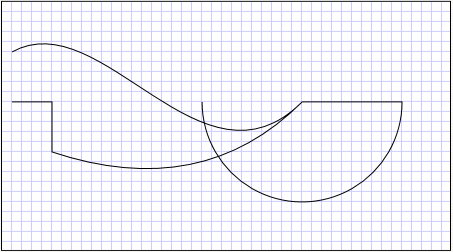 PathGeometry dengan busur yang menyertakan dua objek PathFigure.