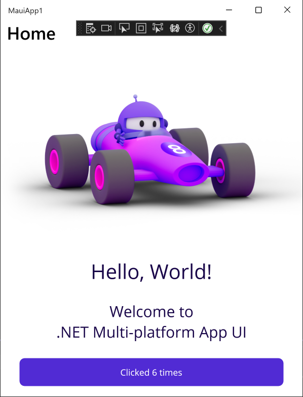Aplikasi .NET MAUI berjalan di Windows.