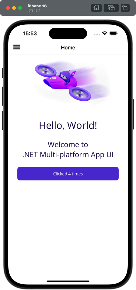 Cuplikan layar aplikasi yang berjalan di iOS.