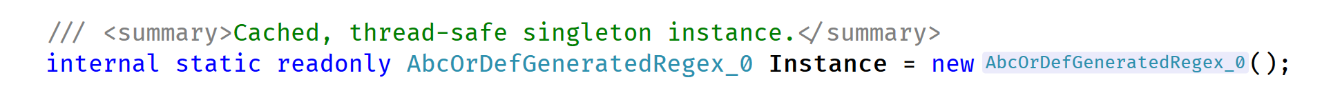 Bidang statis regex yang di-cache