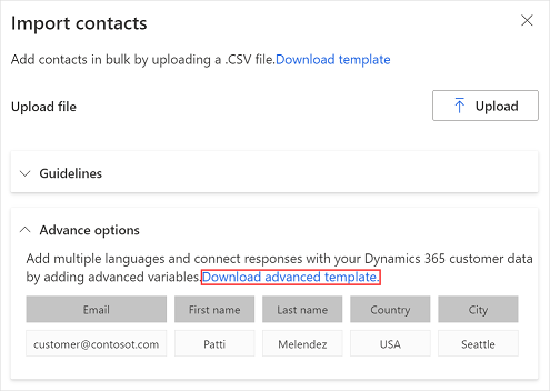 Download template CSV lanjutan untuk membuat daftar penerima.