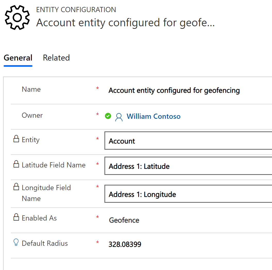 Cuplikan layar konfigurasi geofence akun.