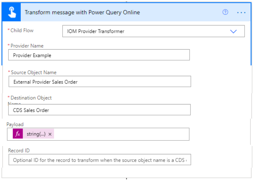 Tangkapan layar untuk pesan transformasi dengan Power Query Online.