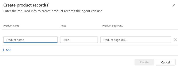 Tangkapan layar dari kotak dialog Agen Penutupan Penjualan - Terlibat membuat rekaman produk.