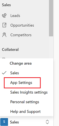 Cuplikan layar yang menggambarkan opsi Pengaturan aplikasi di area perubahan