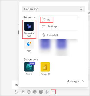 Menyematkan aplikasi Dynamics 365