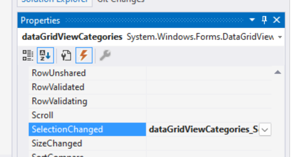 Menambahkan peristiwa SelectionChanged