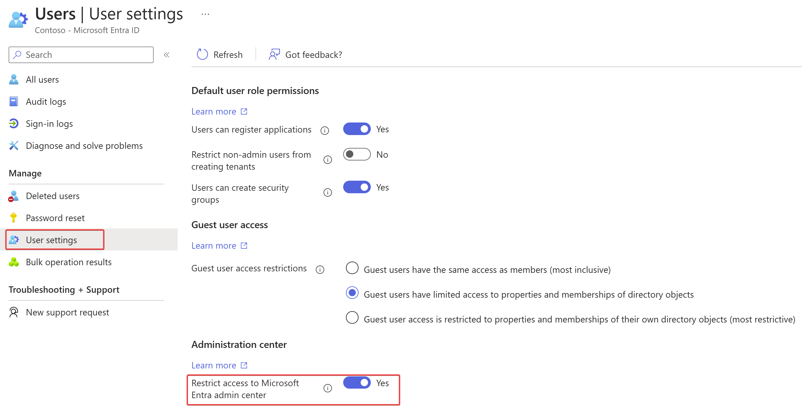 Akses terbatas portal administrasi