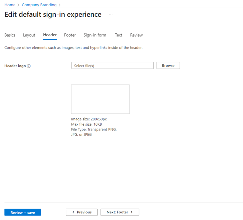 Cuplikan layar tab header merek perusahaan.