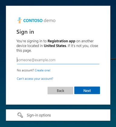 Cuplikan layar yang memperlihatkan layar untuk memasukkan kembali email