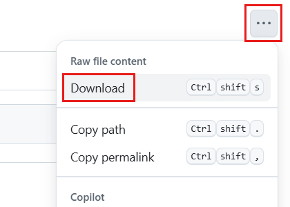 Cuplikan layar menu Tindakan file lainnya untuk memilih Unduh.