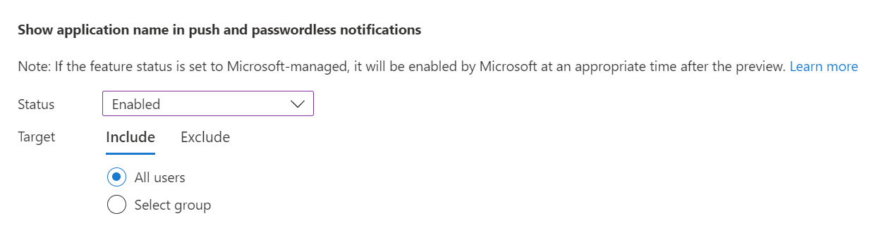 Cuplikan layar yang menunjukkan cara mengaktifkan nama aplikasi.