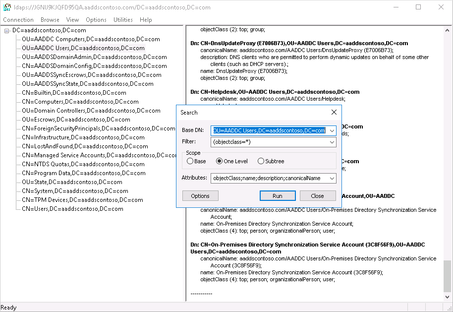 Cari objek di domain terkelola Anda menggunakan LDP.exe