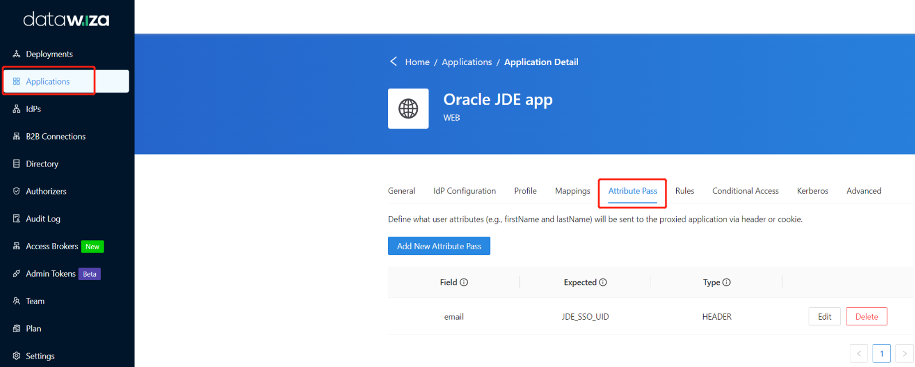 Cuplikan layar informasi pada tab Kode Atribut.