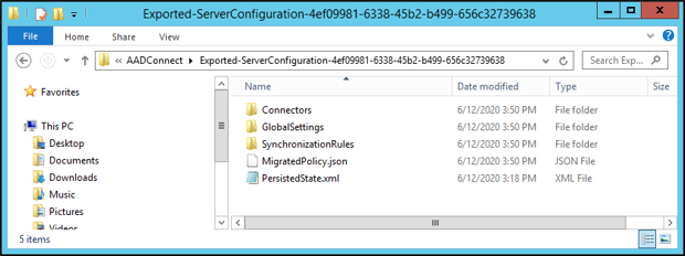 Cuplikan layar yang memperlihatkan penyalinan folder Exported-ServerConfiguration-*.