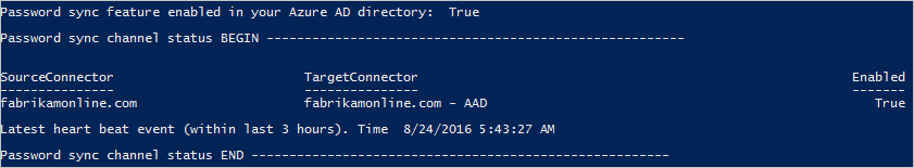 Output skrip PowerShell dari pengaturan sinkronisasi kata sandi