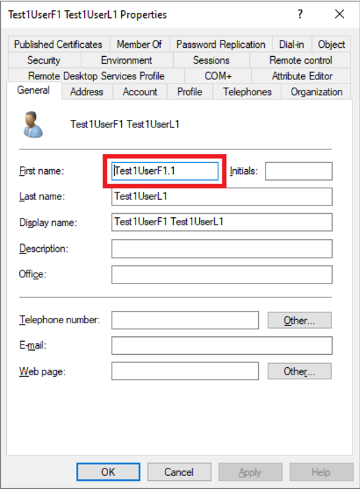 Cuplikan layar cara mengubah nama objek.