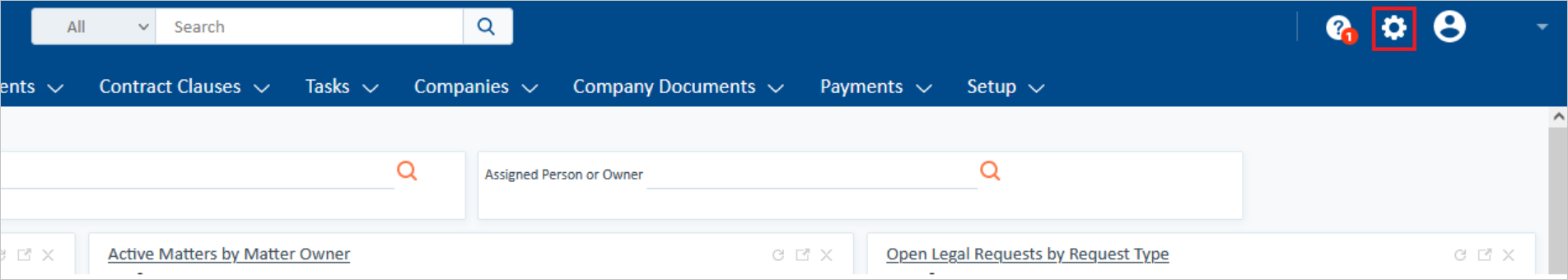 Cuplikan layar menyoroti ikon Penyetelan.