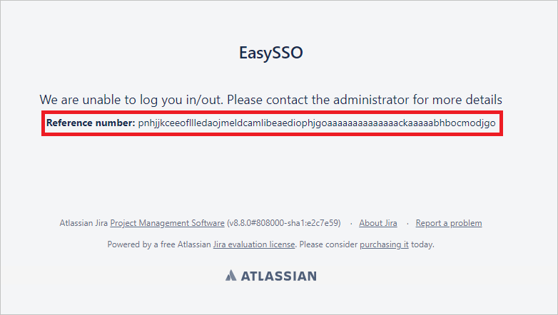 layar kegagalan EasySSO
