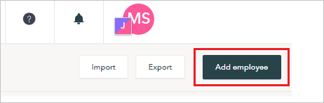 Cuplikan layar menunjukkan cara menambah karyawan