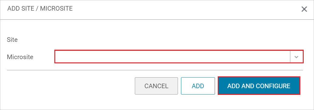 cuplikan layar untuk tambah situs/microsite