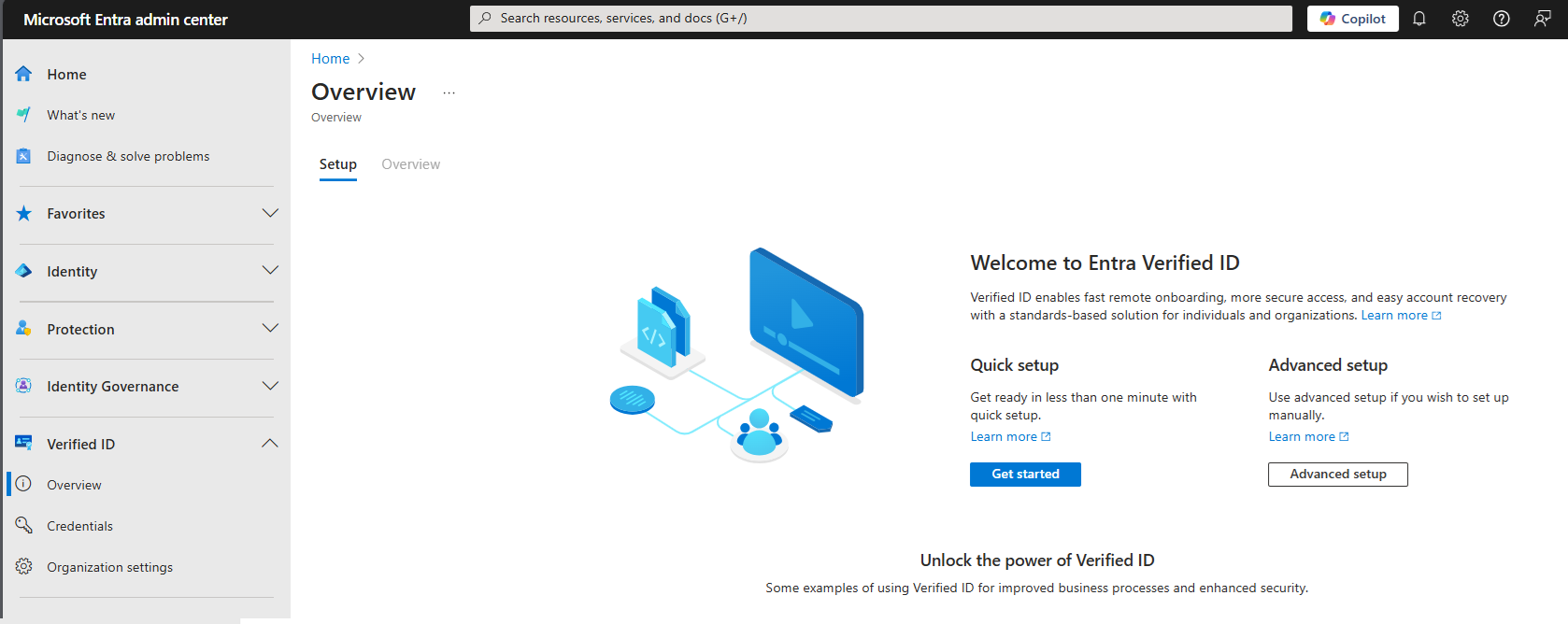 Cuplikan layar yang memperlihatkan cara menyiapkan Kredensial yang Dapat Diverifikasi.