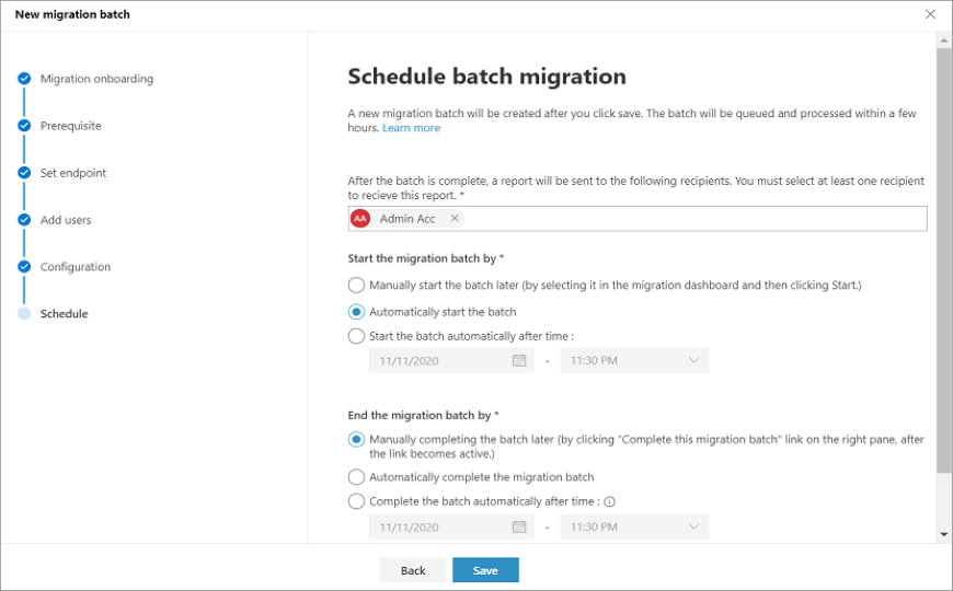 Schedule batch migration.