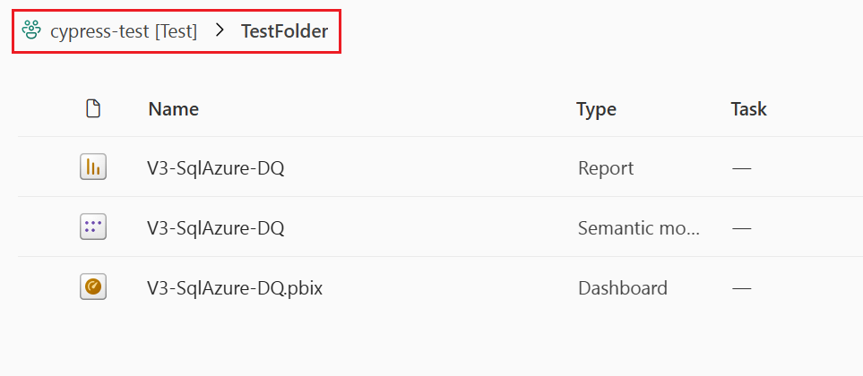 Cuplikan layar memperlihatkan konten folder dengan nama jalur lengkap folder. Nama ini menyertakan nama folder.