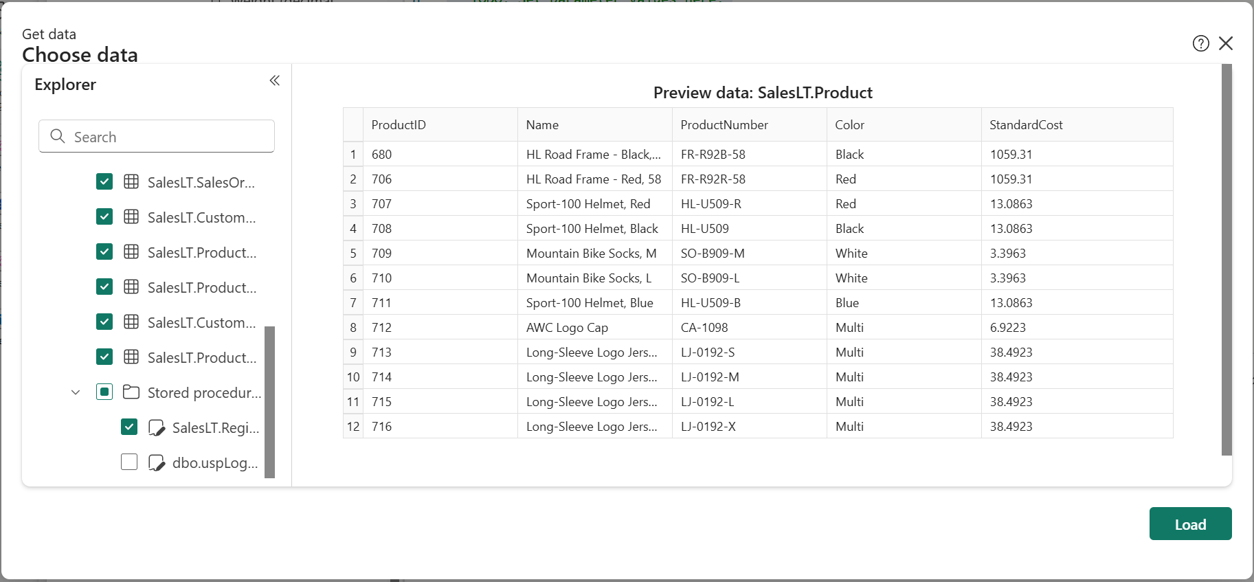Akses layar data untuk memilih tabel dan prosedur pada API GraphQL