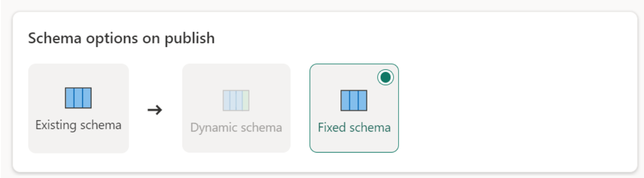 Cuplikan layar opsi Skema pada opsi terbitkan, dengan Skema tetap dipilih.