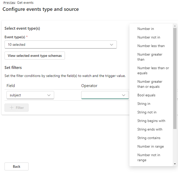 Screenshot memperlihatkan halaman konfigurasi filter.