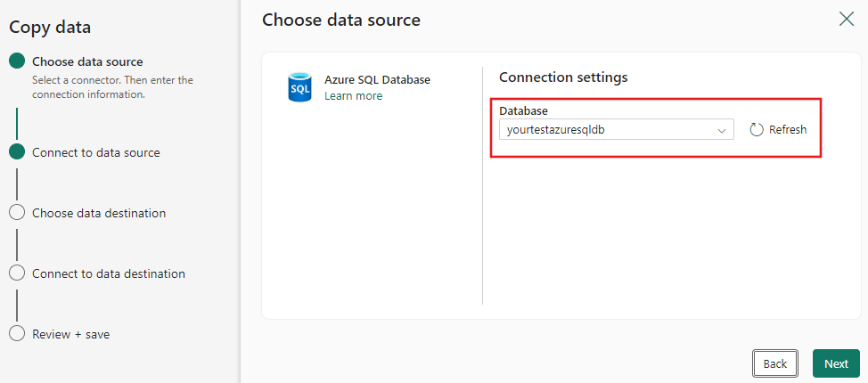 Cuplikan layar memperlihatkan tempat untuk me-refresh informasi koneksi Anda.