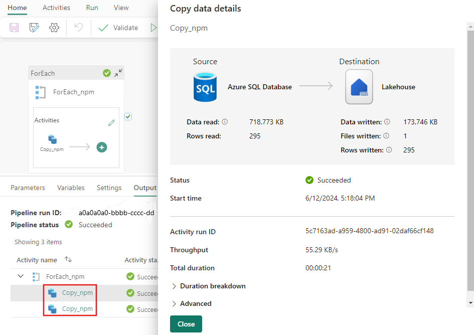 Cuplikan layar memperlihatkan tempat untuk memilih ikon kacamata dan layar detail yang dihasilkan.