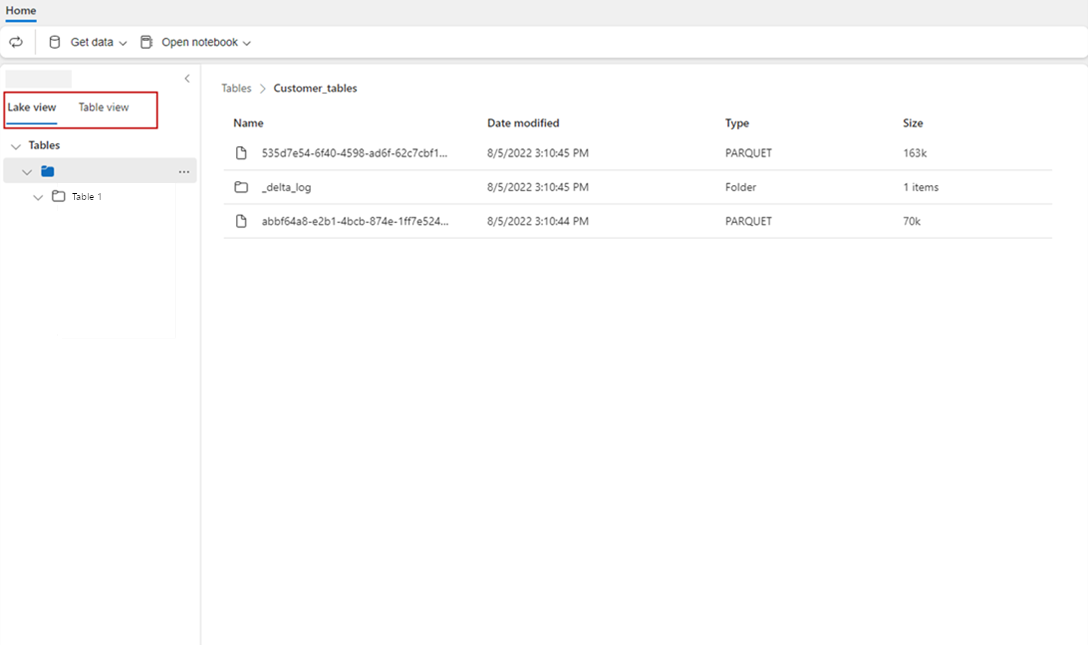 Cuplikan layar memperlihatkan tempat beralih ke tampilan Tabel.