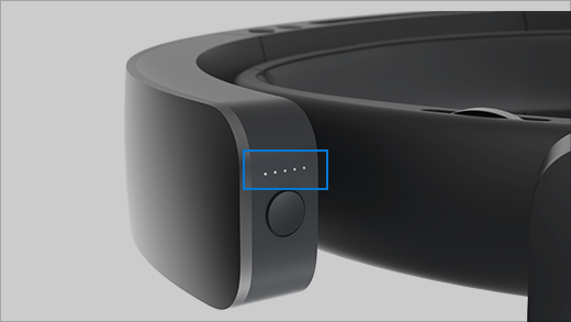 Gambar yang menunjukkan lampu indikator HoloLens.