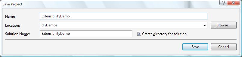 Cuplikan layar dialog Simpan Proyek.