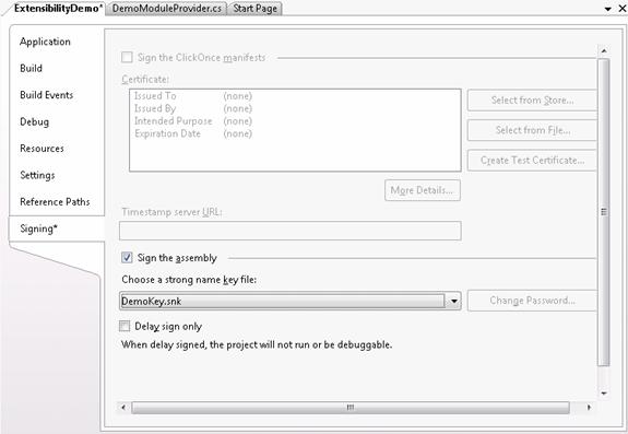 Cuplikan layar tab penandatanganan.